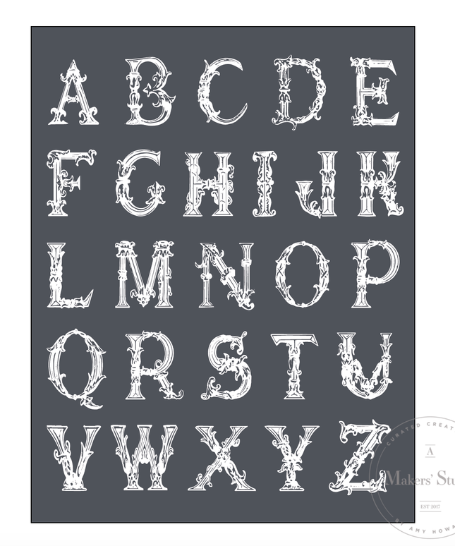Jasmine Alphabet - Mesh Stencil 8.5x11