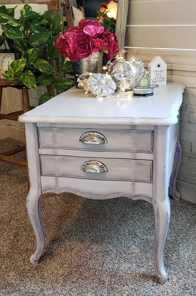 Side Table Makeover With Gilded Cup Pull Hardware