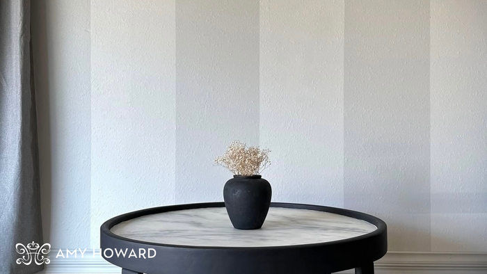 Striped Garage Staging Wall Makeover with Manor Borne Wall Paint