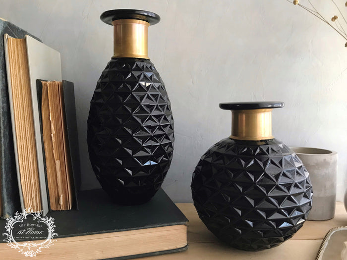 Elegant Black Lacquer Vases