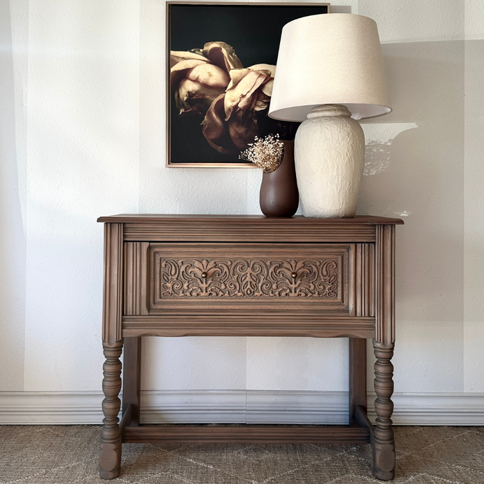 Antique Jacobean Sideboard Makeover with a Custom Paint Wash Finish