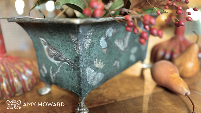 Transform an Old Cachepot with One Step Paint & Transfers