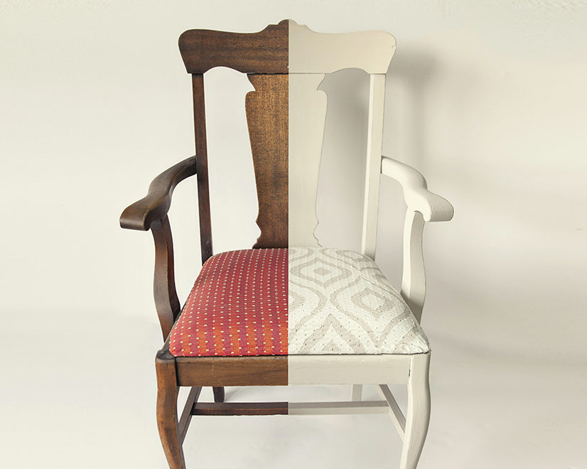 PAINTED CHAIR AND FABRIC CUSHION