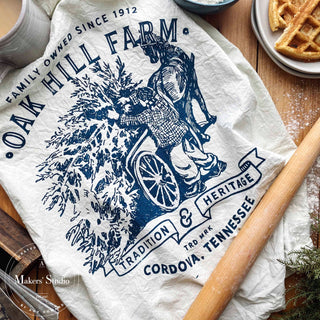 "Im Dreaming of a Farmhouse Christmas" DIY Tea Towel made using Amy Howard At Home Reusable Tri- Mesh Stencils and Gel Art Ink