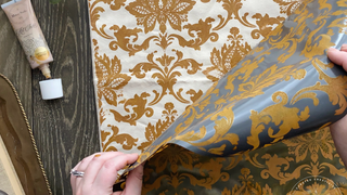 "Im Dreaming of a Farmhouse Christmas" DIY Tea Towel made using Amy Howard At Home Reusable Tri- Mesh Stencils and Gel Art Ink