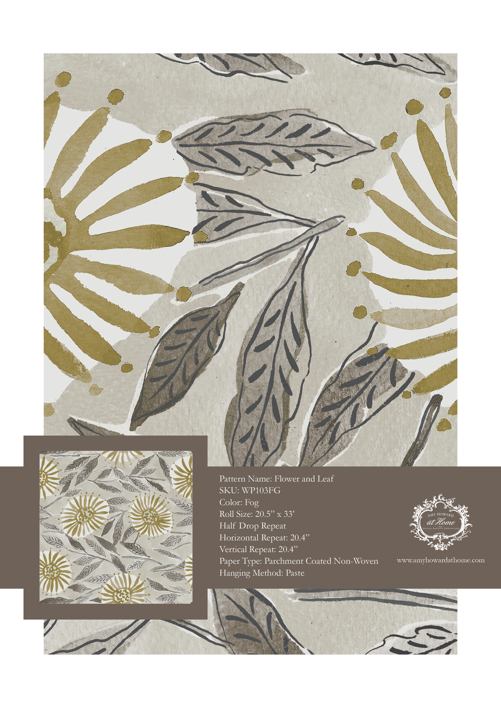 Flower and Leaf Wallpaper - Sample Memo 8.5"x11"