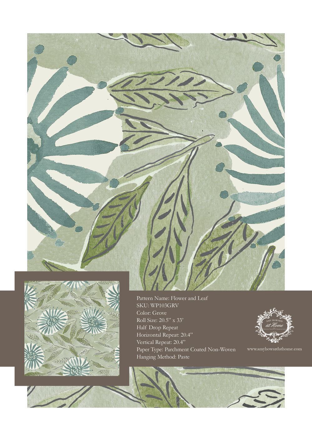 Flower and Leaf Wallpaper - Sample Memo 8.5"x11"