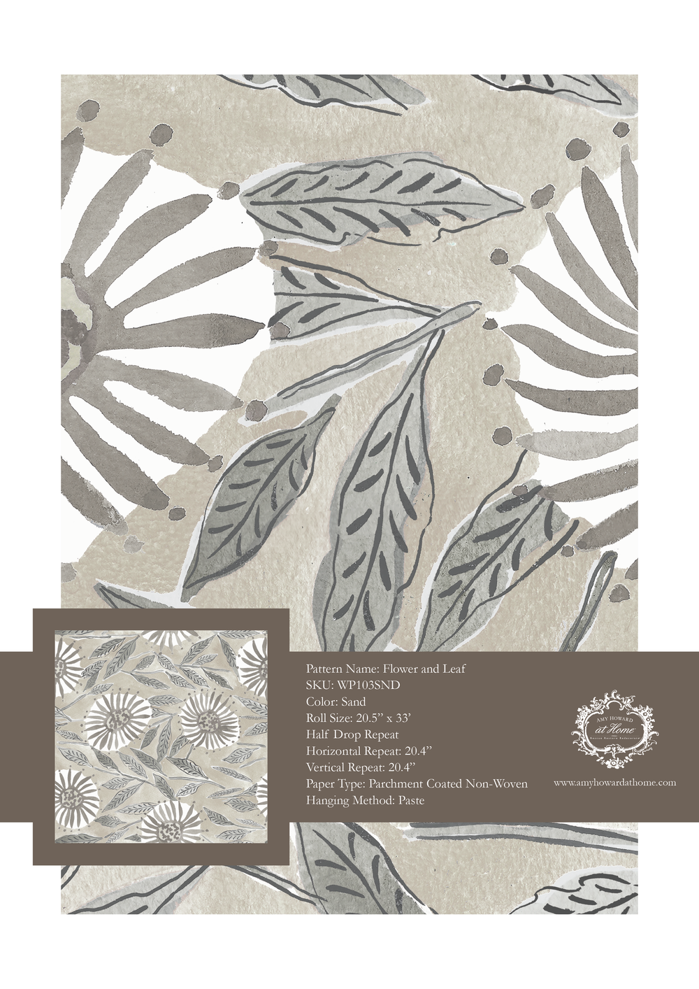 Flower and Leaf Wallpaper - Sample Memo 8.5"x11"