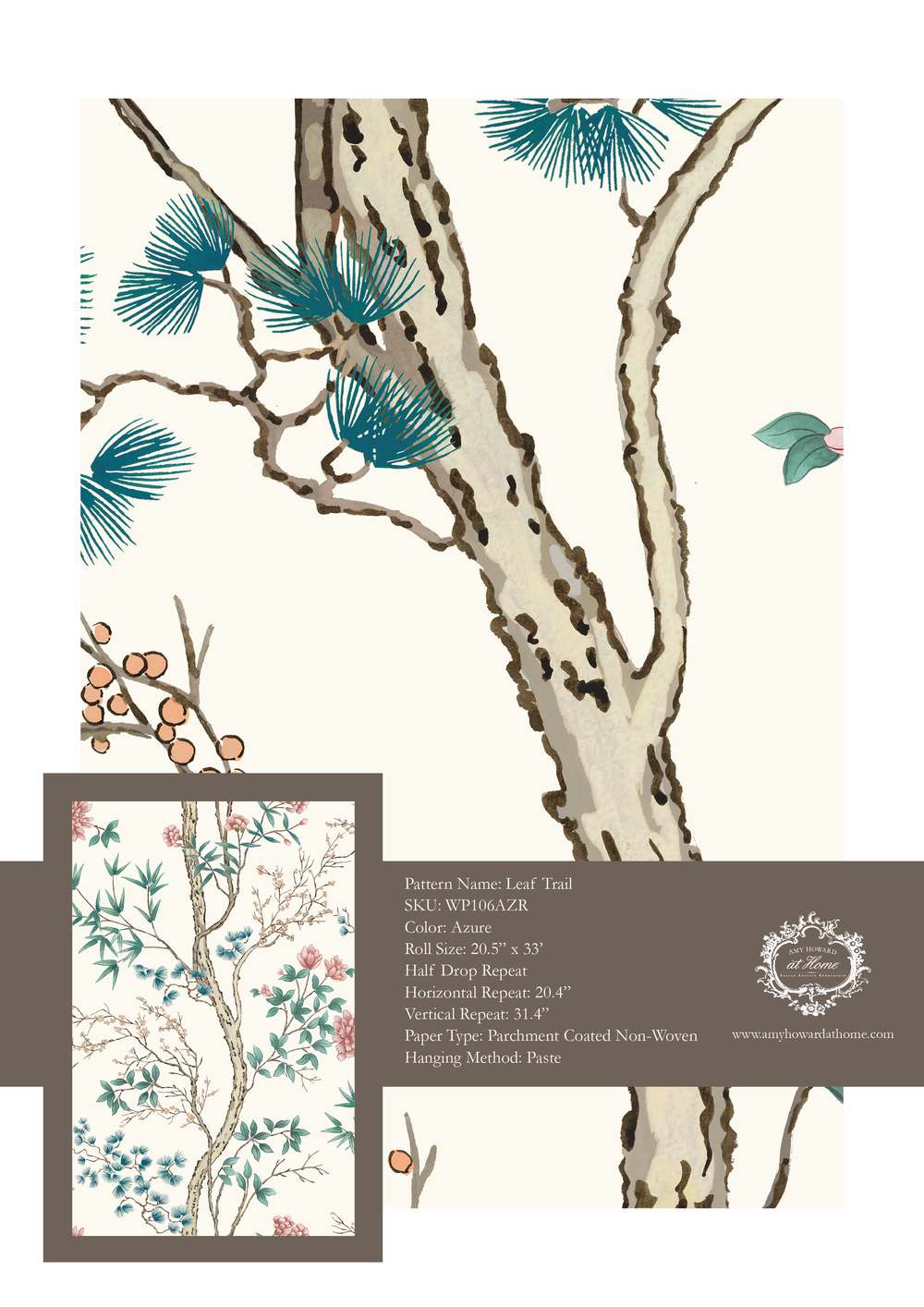 Leaf Trail Wallpaper - Sample Memo 8.5"x11"