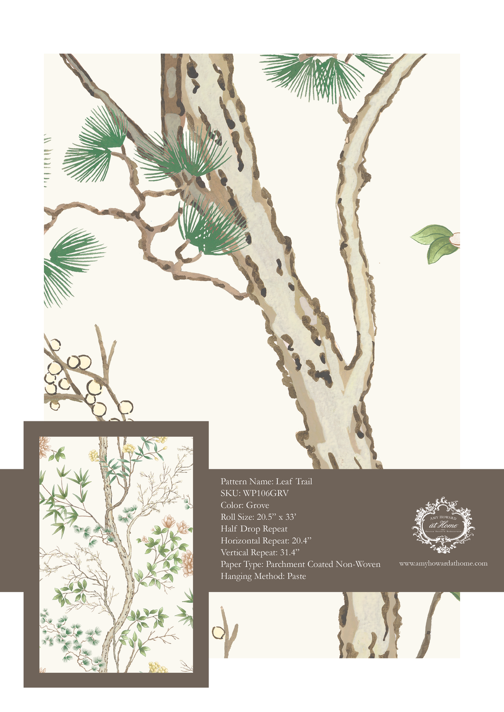 Leaf Trail Wallpaper - Sample Memo 8.5"x11"