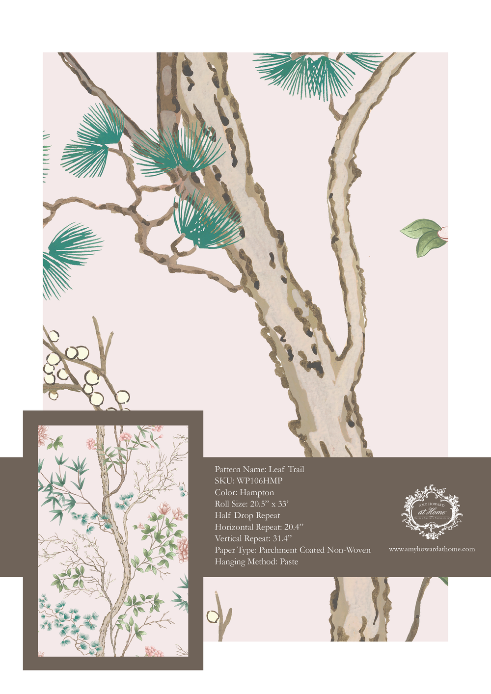 Leaf Trail Wallpaper - Sample Memo 8.5"x11"