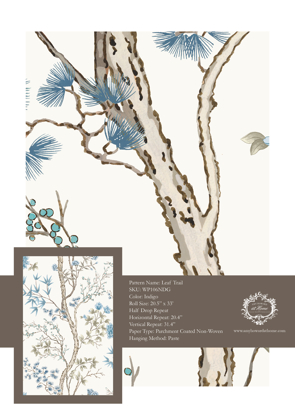 Leaf Trail Wallpaper - Sample Memo 8.5"x11"