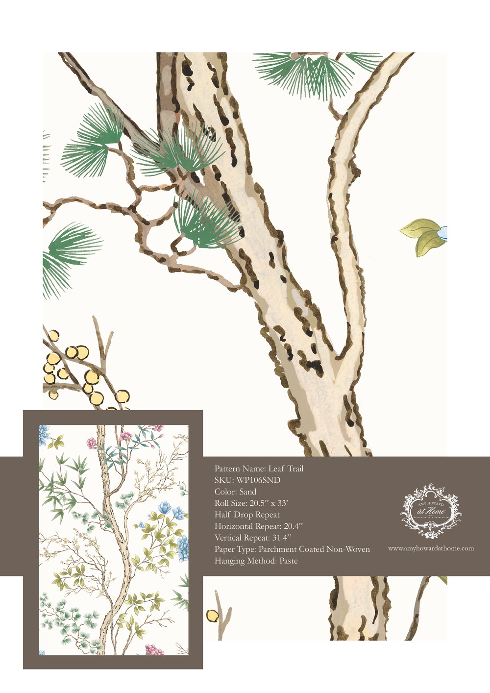 Leaf Trail Wallpaper - Sample Memo 8.5"x11"