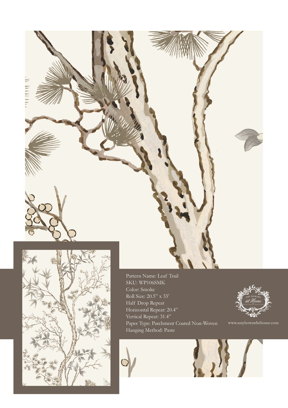 Leaf Trail Wallpaper - Sample Memo 8.5"x11"