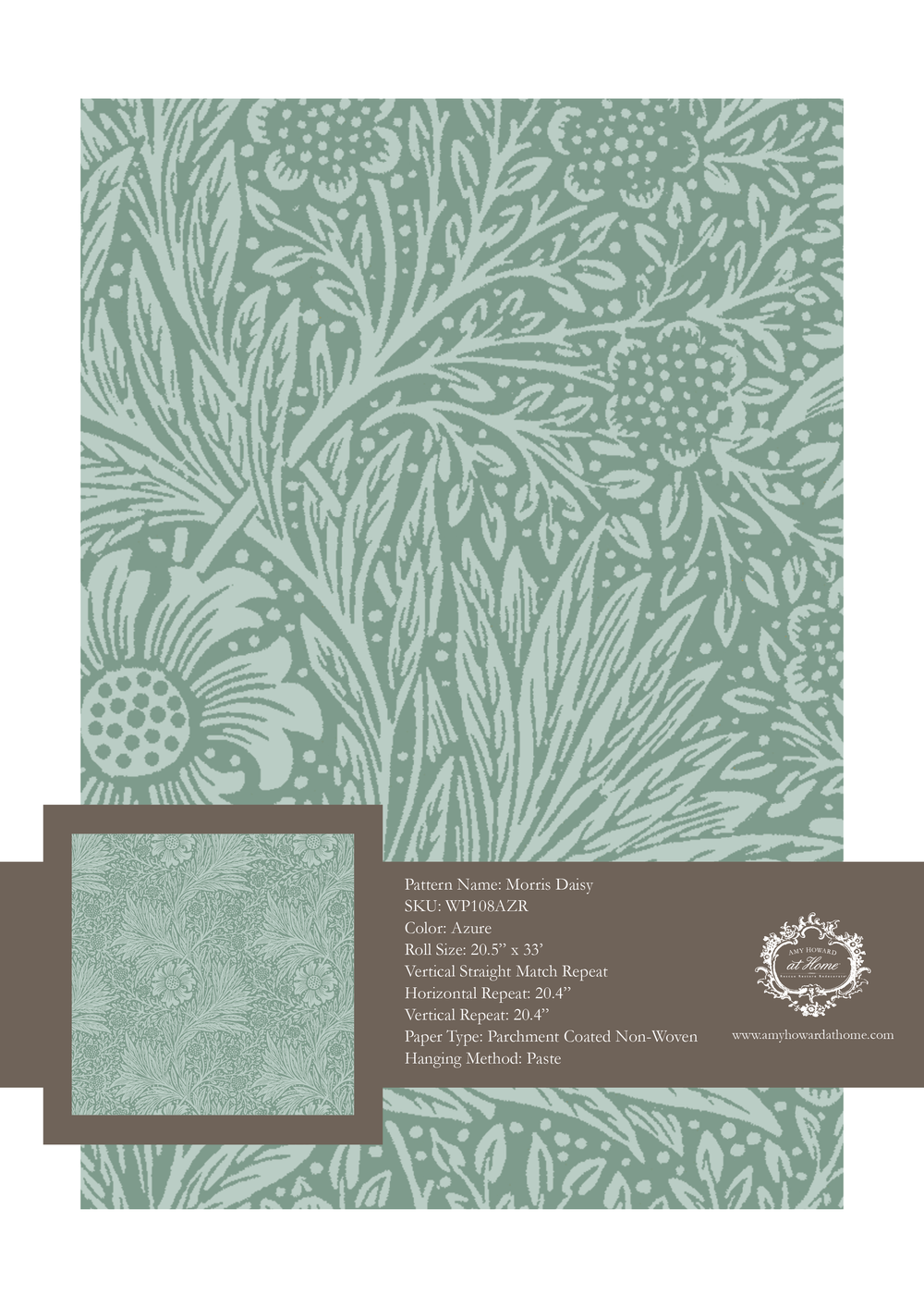 Morris Daisy Wallpaper - Sample Memo 8.5"x11"