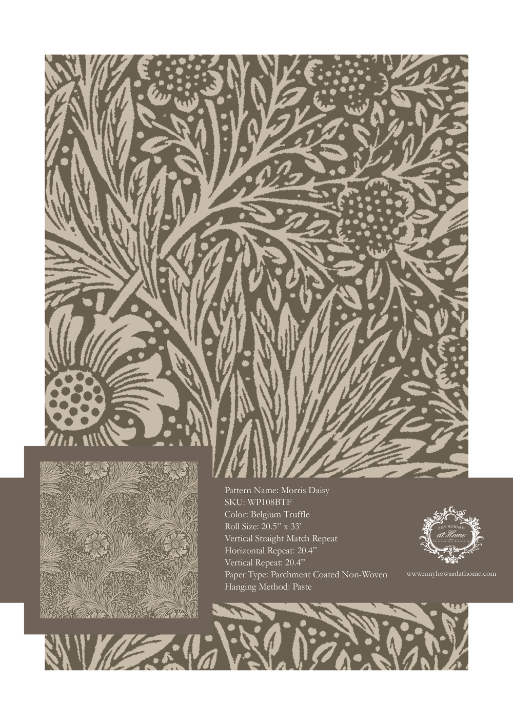 Morris Daisy Wallpaper - Sample Memo 8.5"x11"