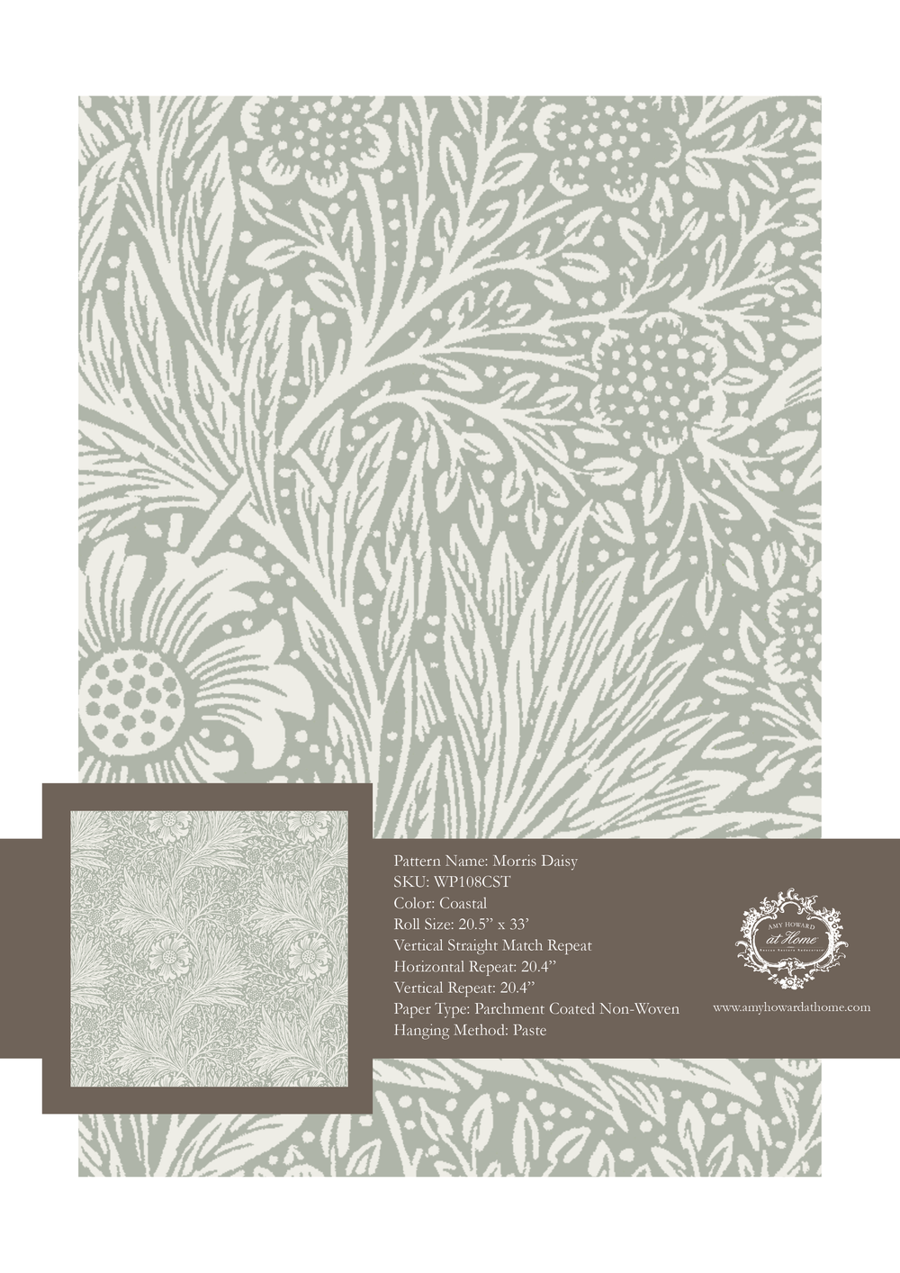 Morris Daisy Wallpaper - Sample Memo 8.5"x11"