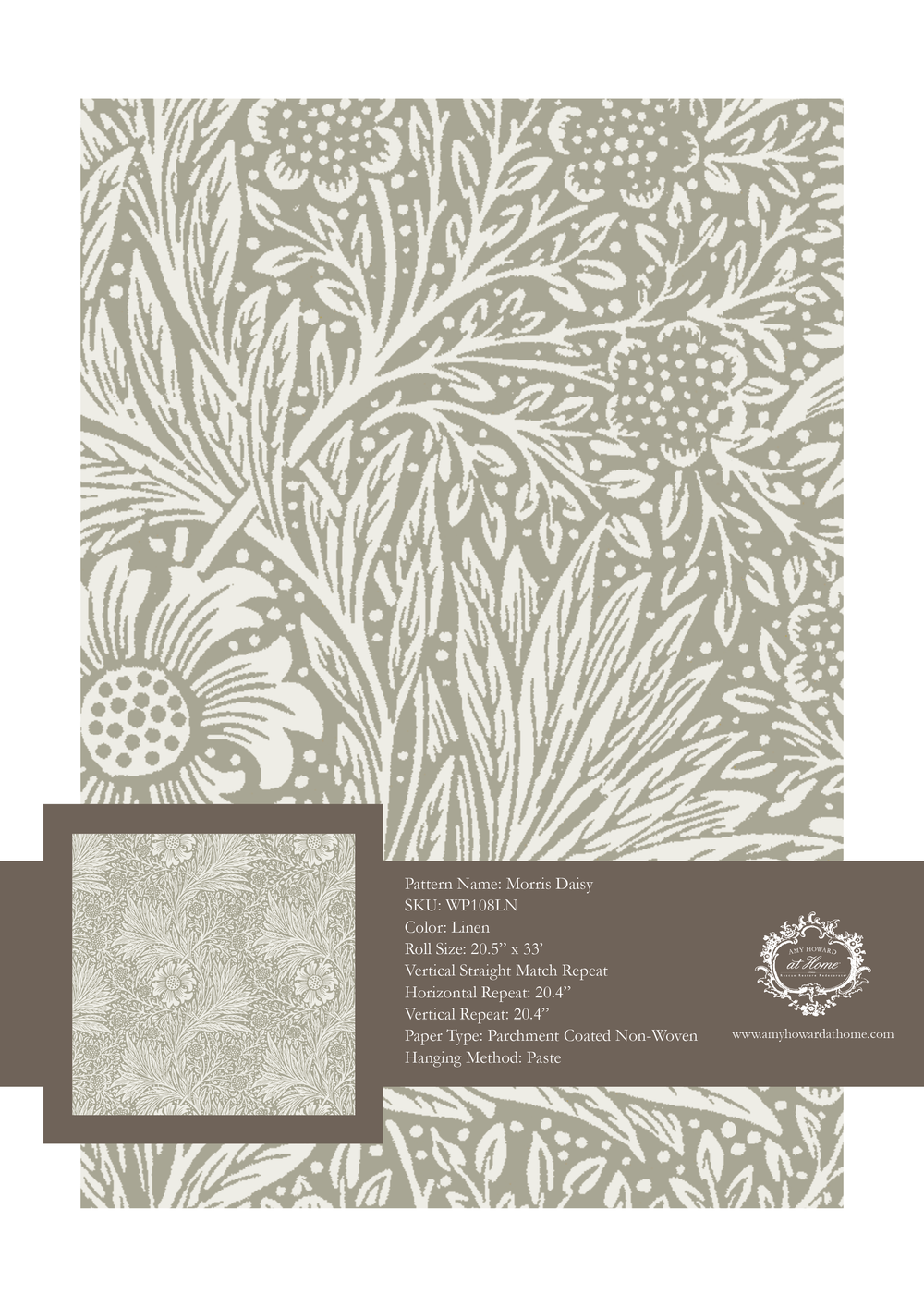 Morris Daisy Wallpaper - Sample Memo 8.5"x11"