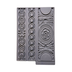 Alexandria Silicone Mould showcasing a scroll and floral border motif, perfect for forming decorative trim and detailed embellishments for furniture and wall panels.