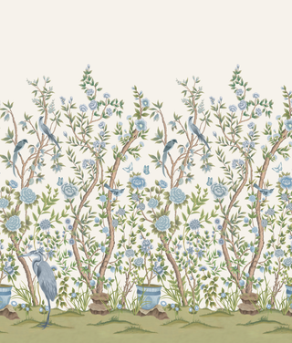Cherbourg Chinoiserie Mural Wallpaper - Sample Memo 8.5"x11"