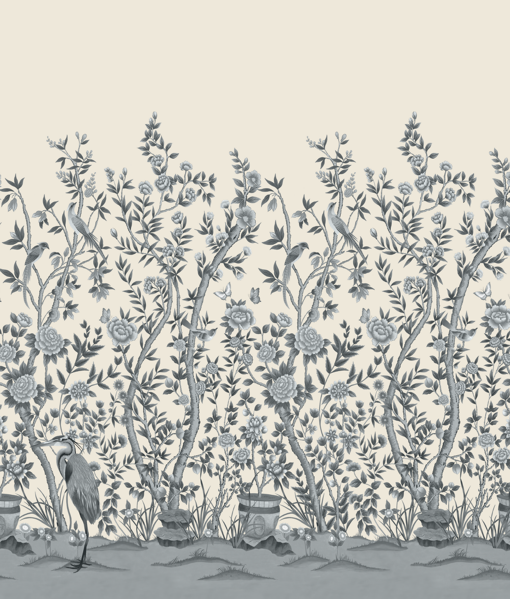 Cherbourg Chinoiserie Mural Wallpaper - Sample Memo 8.5"x11"