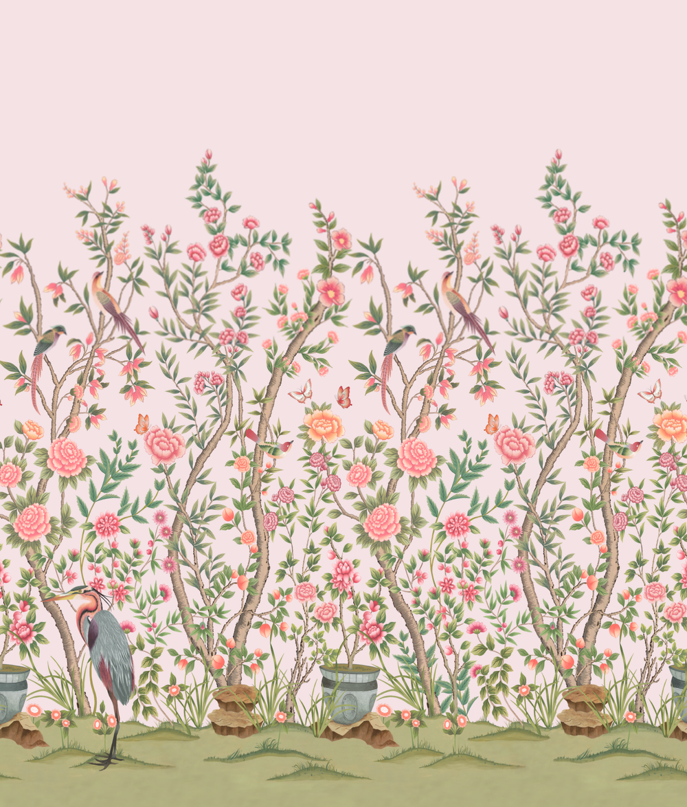 Cherbourg Chinoiserie Mural Wallpaper - Sample Memo 8.5"x11"