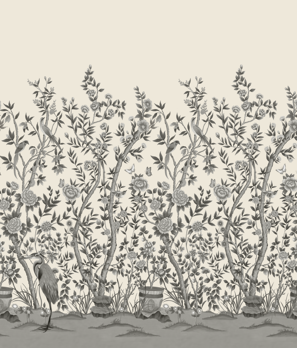 Cherbourg Chinoiserie Mural Wallpaper - Sample Memo 8.5"x11"