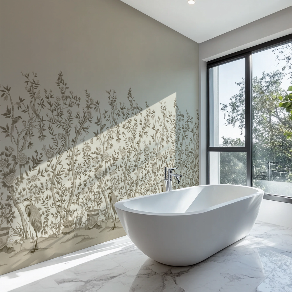 Cherbourg Chinoiserie Mural Wallpaper - Sample Memo 8.5"x11"