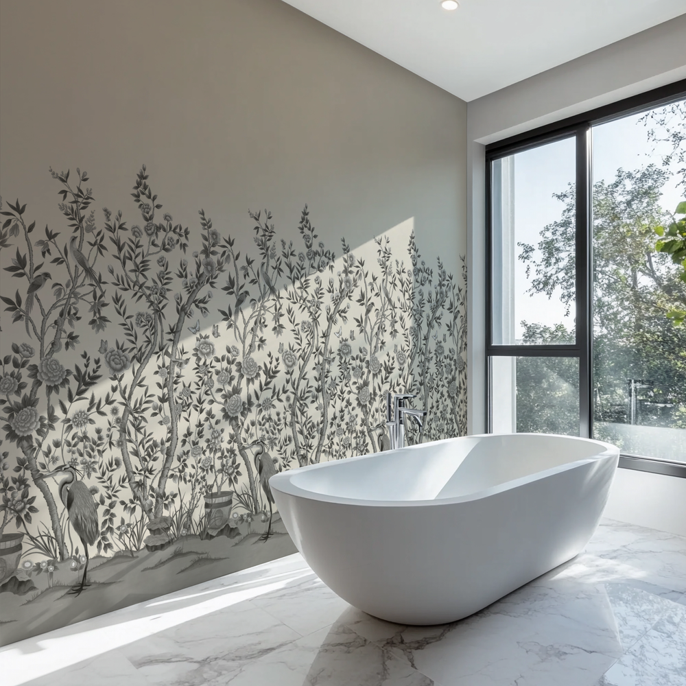 Cherbourg Chinoiserie Mural Wallpaper - Sample Memo 8.5"x11"