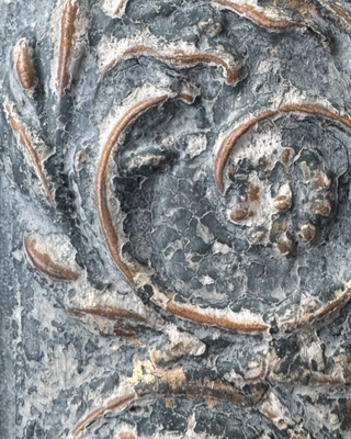 Madeline Finish by Amy Howard At Home created using Toscana Milk Paint, Cracked Gesso, Antiquing Glaze, Cerusing Wax, Dust of Ages, Gold Leaf, and More! Learn how to create this finish inspired by a timeless 1800s French Bedroom Look.