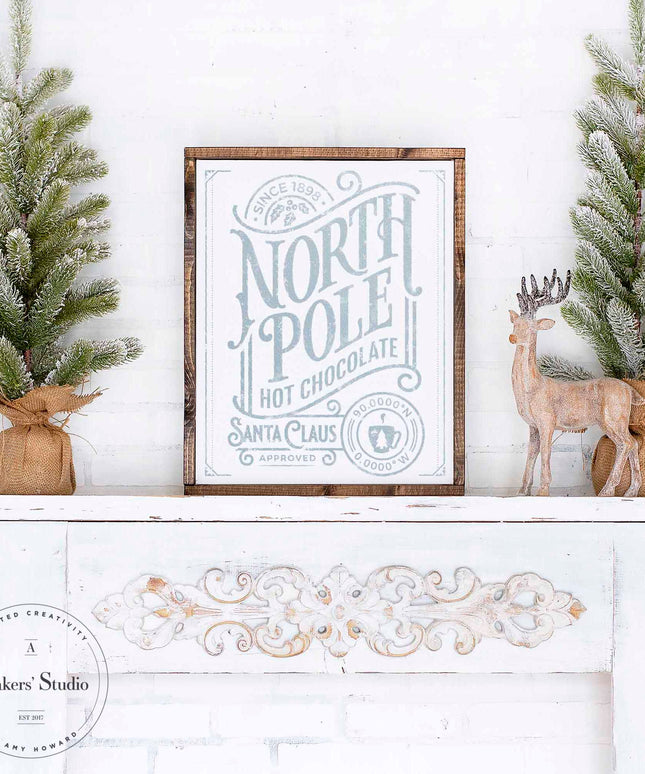 North Pole Hot Chocolate - Mesh Stencil 18x24