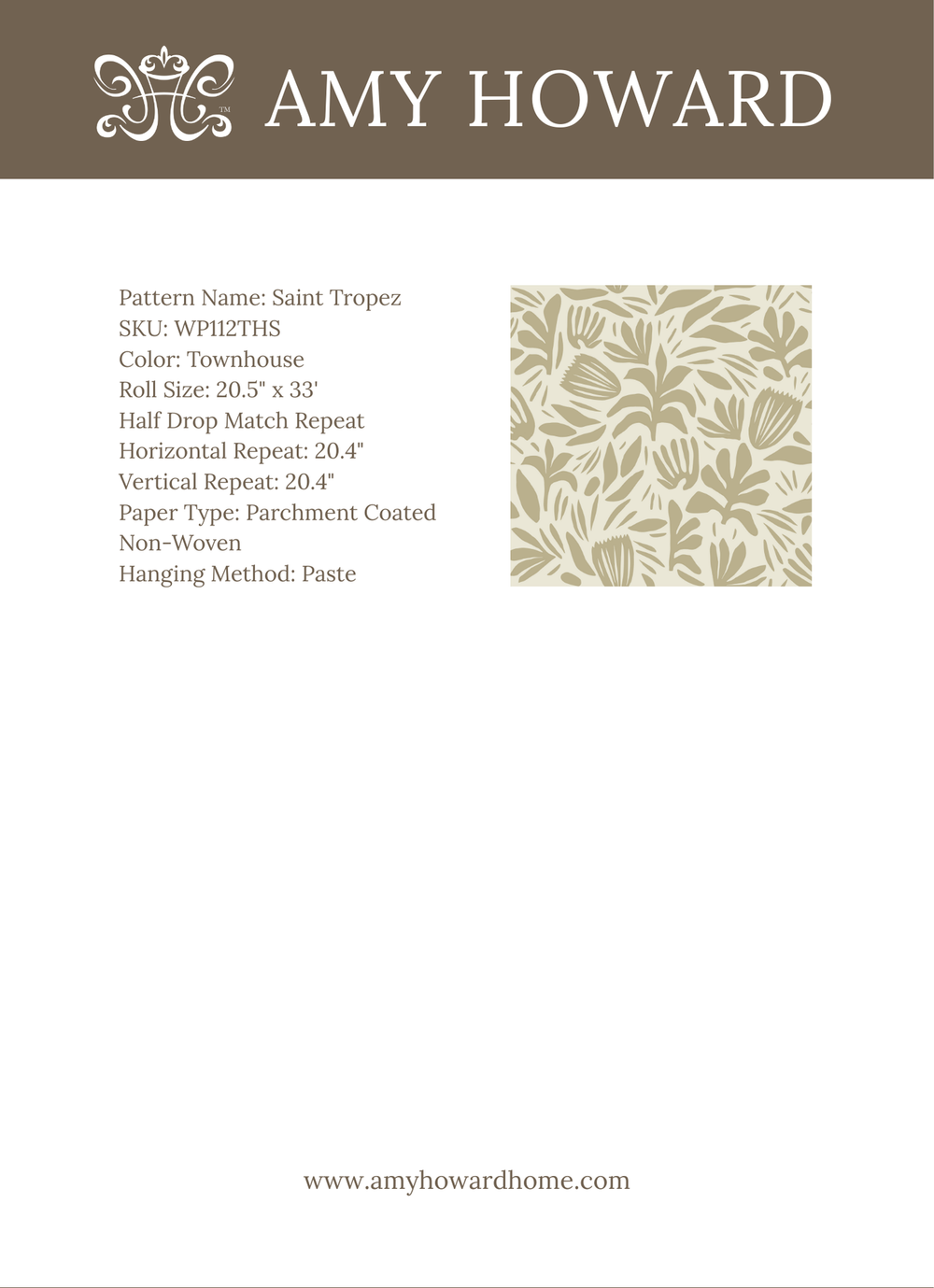 Saint Tropez Wallpaper - Sample Memo 8.5"x11"