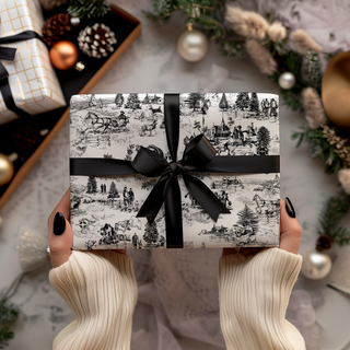 Christmas Toile Stencil used to Create DIY Wrapping Paper by Amy Howard At Home