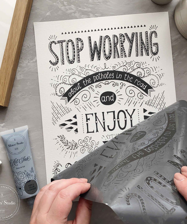 Stop Worrying - Mesh Stencil - 8.5x11