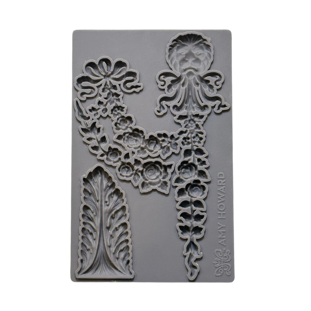 Versailles Silicone Mould with an ornate classical rosette panel, designed for casting appliqués for furniture, mantels, doors, and architectural accents.