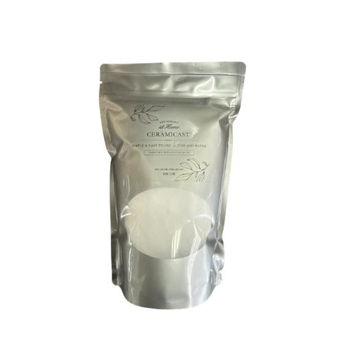 Amy Howard At Home CeramiCast casting medium powder in resealable bag for use with decorative silicone moulds on a white background