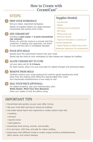 Step by step guide for how to use CeramiCast casting powder including supplies needed and important tips