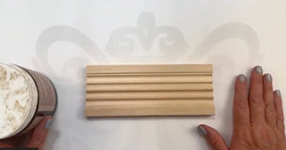 Raw wood molding before staining, the starting point for the Crusty Italian Finish by Amy Howard At Home.