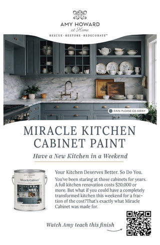 Amy Howard Miracle Cabinet Paint all in one water based cabinet enamel in a styled kitchen