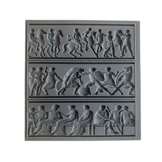 Amy Howard At Home Relief Decorative Silicone Mould featuring classical Greek and Roman frieze figures in motion on a white background