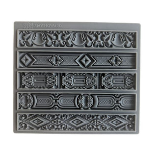 Amy Howard At Home Renaissance Decorative Silicone Mould featuring elegant European scrollwork floral ornamentation and architectural repeating patterns on a white background