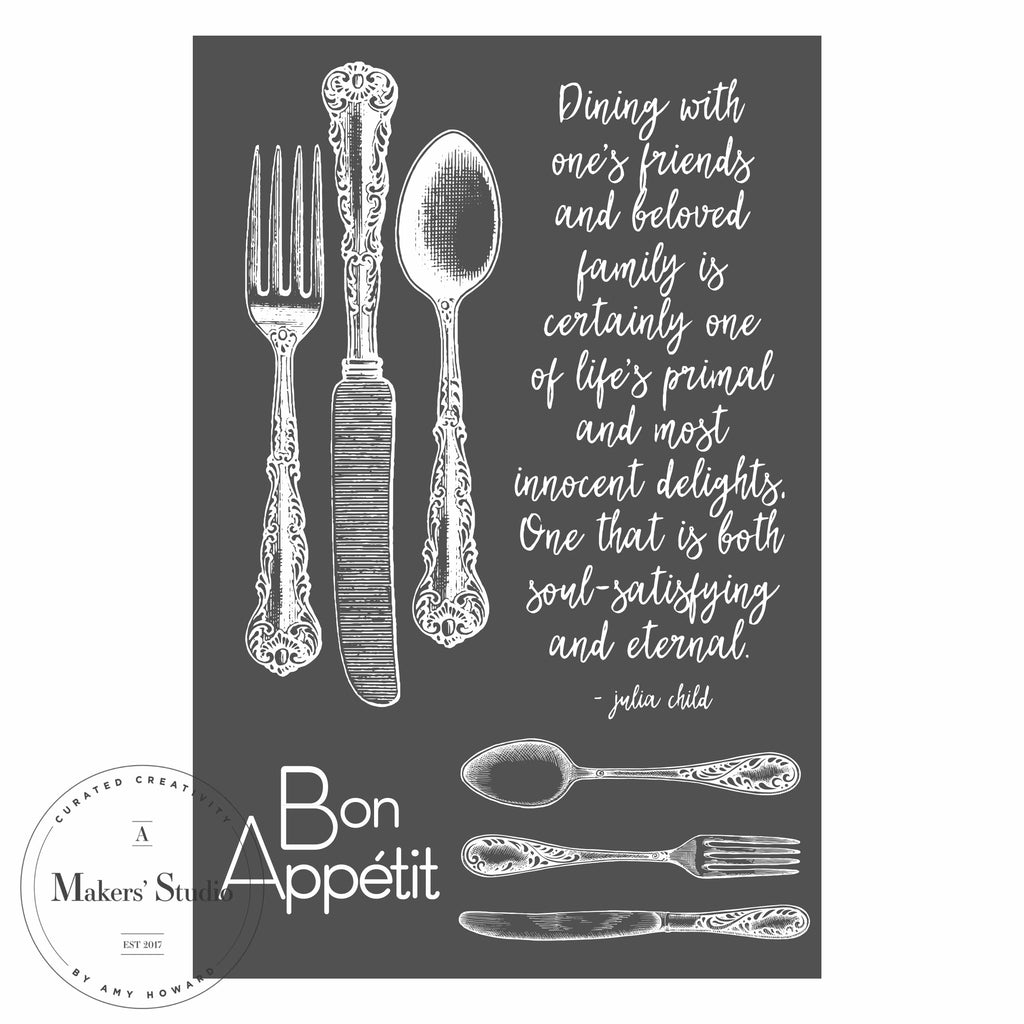 Bon Appetit Quote - Mesh Stencil 12x18