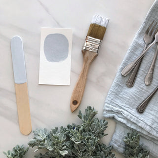 One Step Paint Aviary color swatch Lifestyle Amy Howard at Home Painted stick and paint brush