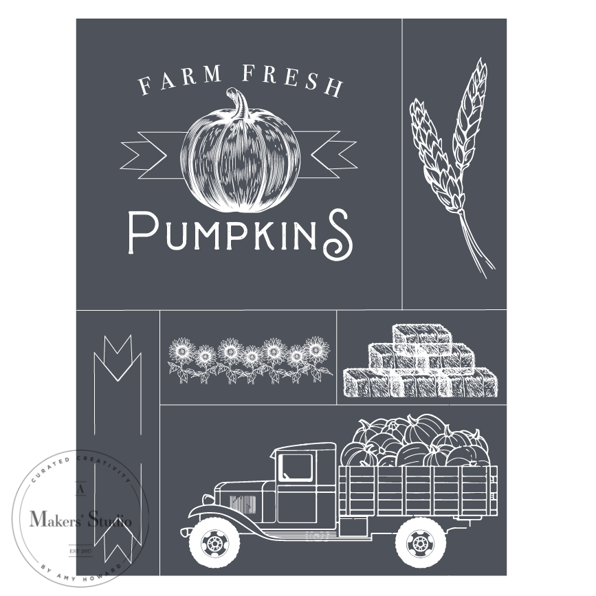 Farm Fresh Pumpkins Stencil 8.5x11