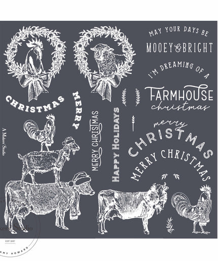 Farmhouse Christmas - Mesh Stencil 12x12