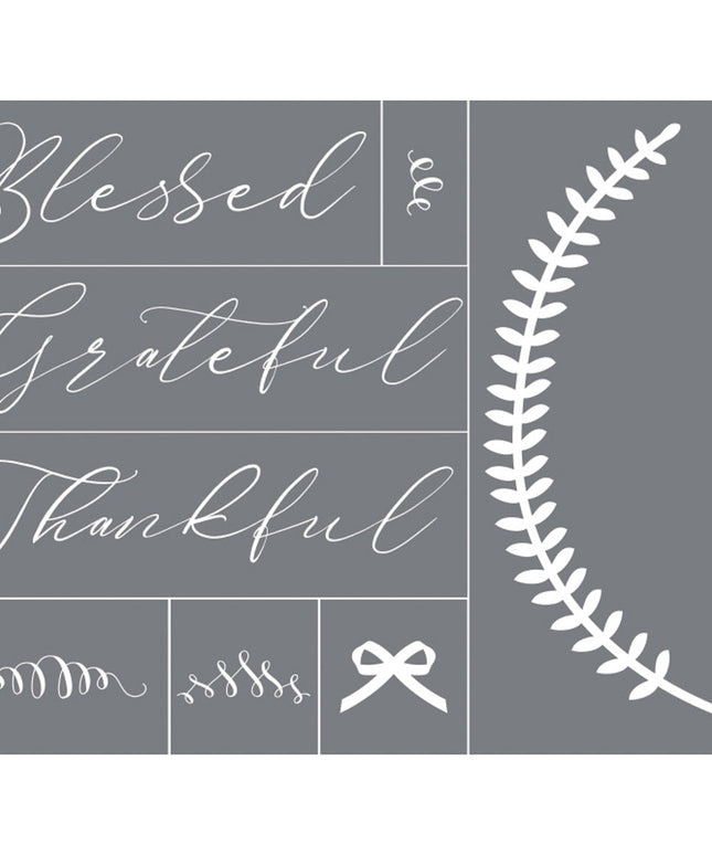 Blessed Grateful Thankful - Mesh Stencil 8.5x11